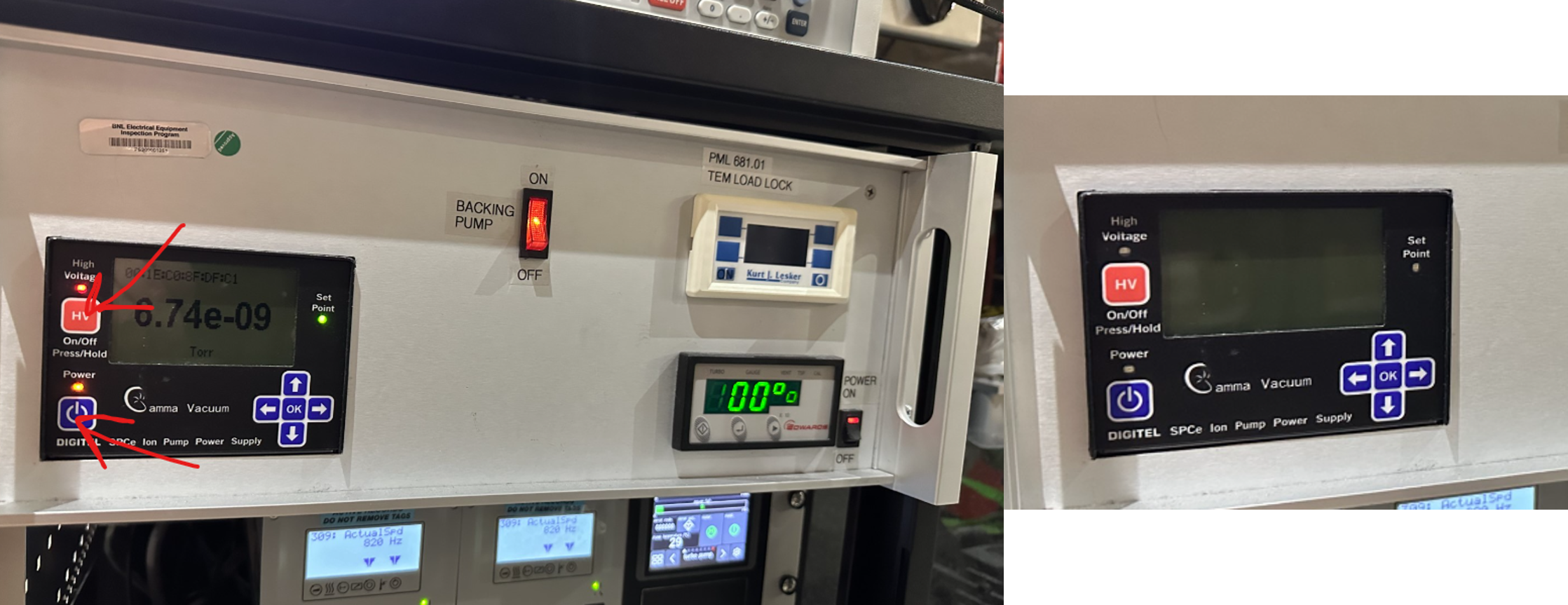 Turn off high voltage of ion pump.