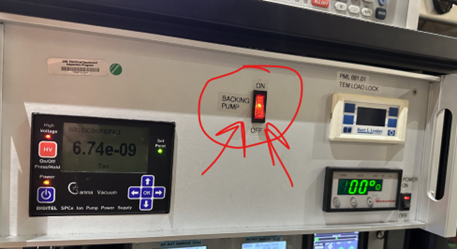 TEM load lock pump rocker switch.